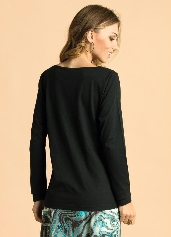 Outlet - Blusa Manga Longa Detalhe Amarração Preta 2