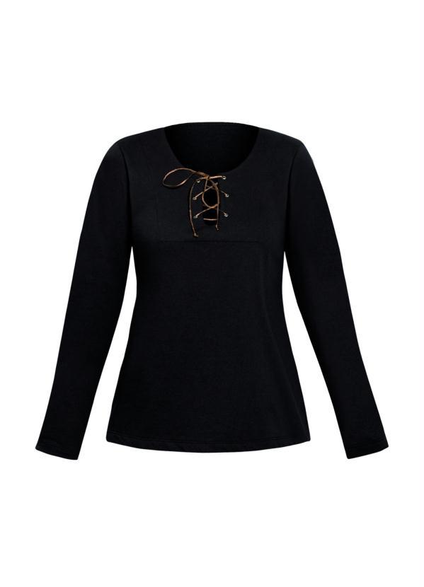 Outlet - Blusa Manga Longa Detalhe Amarração Preta 6