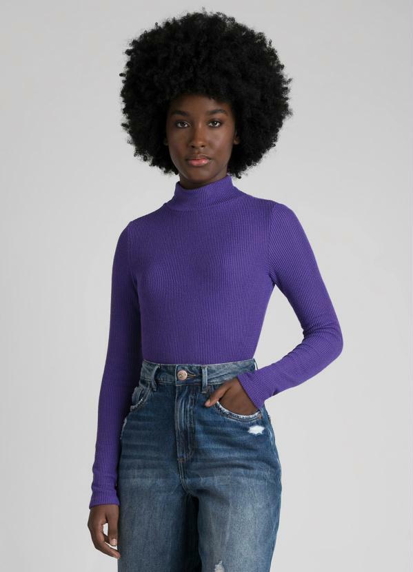 Enfim - Body Básico Gola Alta Manga Longa Roxo