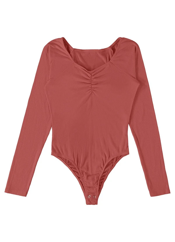 Enfim - Body Canelado com Franzido Rosa 2