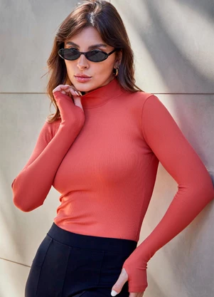 Hiatto Confecção - Body Canelado Manu Manga Longa Telha - HIATTO CONFECÇÃO