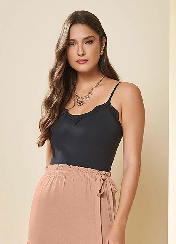 Doce Trama - Body de Alças Finas Boho com Renda Preto 1