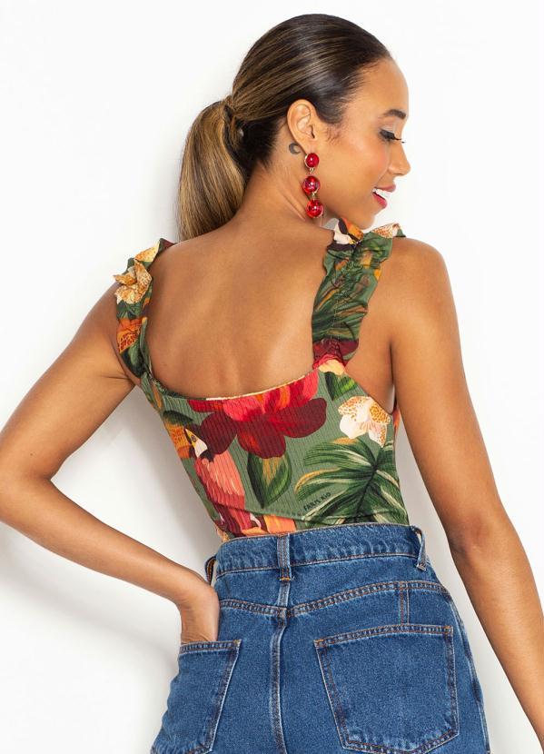 Farm - Body de Malha Canelada Frufru Magia de Tucano Verde 2