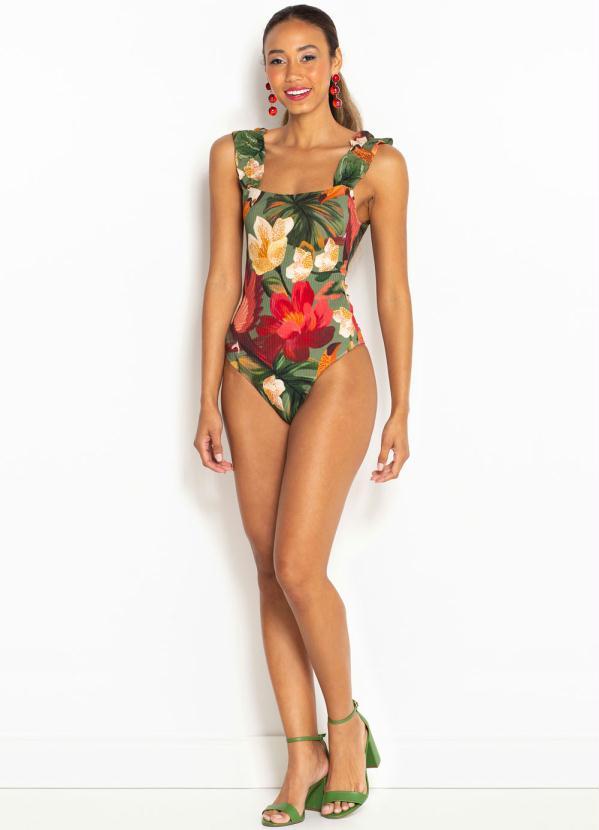 Farm - Body de Malha Canelada Frufru Magia de Tucano Verde 8