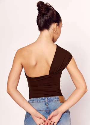 Sofie - Body de um Ombro Só Marrom - SOFIE