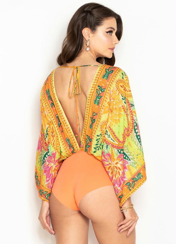 Farm - Body de Viscose com Brilhos Romance de Arara Estampado 7