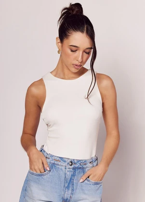 Sofie - Body Decote Nadador e Torção nas Costas Branco - SOFIE