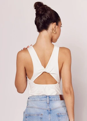 Sofie - Body Decote Nadador e Torção nas Costas Branco - SOFIE