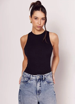 Sofie - Body Decote Nadador e Torção nas Costas Preto - SOFIE