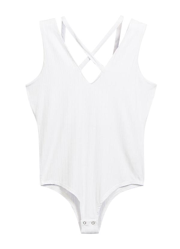 Marialícia - Body Feminino Alcas Cruzadas Branco 2