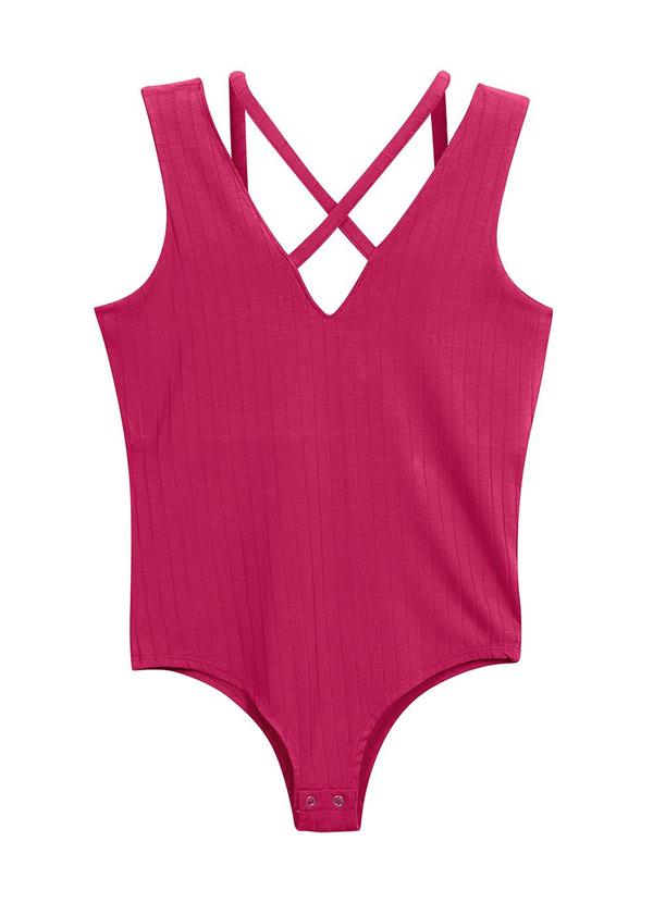 Marialícia - Body Feminino Alcas Cruzadas Rosa