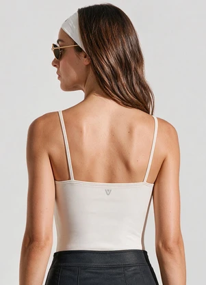 Veev - Body Feminino Alças Finas em Poliamida Bege - VEEV