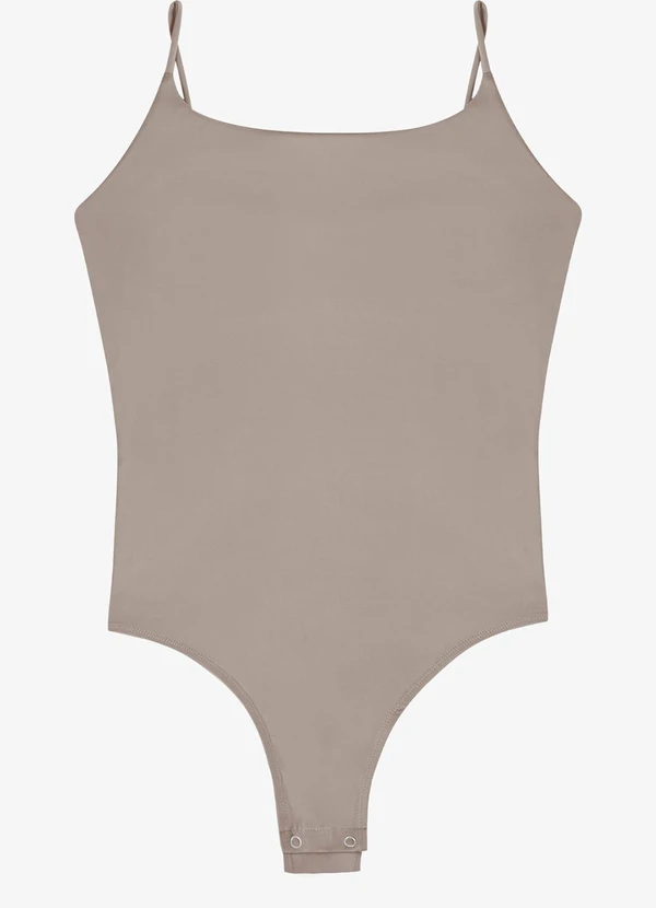 Veev - Body Feminino Alças Finas em Poliamida Cinza