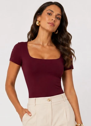 Rovitex - Body Feminino Decote Quadrado Suplex Vermelho - ROVITEX
