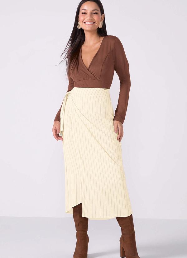 Marialícia - Body Feminino Decote Transpassado Marrom 2