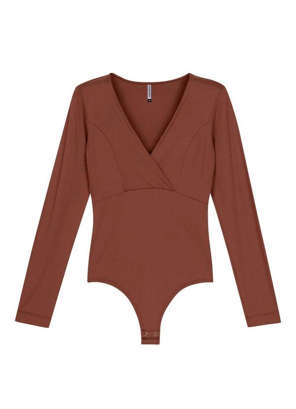Marialícia - Body Feminino Decote Transpassado Marrom 3