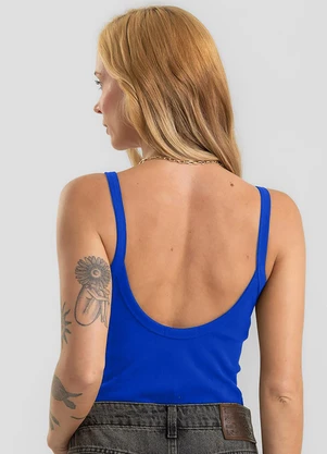 Dianna - Body Feminino em Ribana Canelada Azul - DIANNA