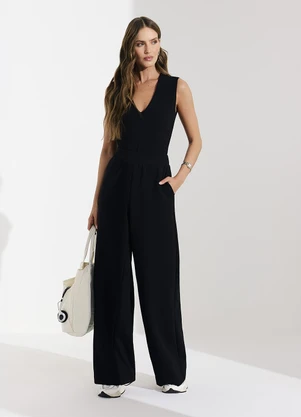Veev - Body Feminino em Ribana Maxi com Decote V Preto - VEEV