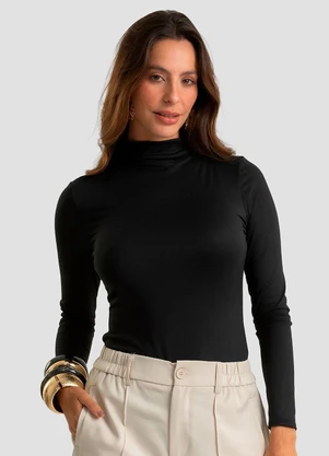 Dianna - Body Feminino Malha Delicate com Gola Alta Preto - DIANNA