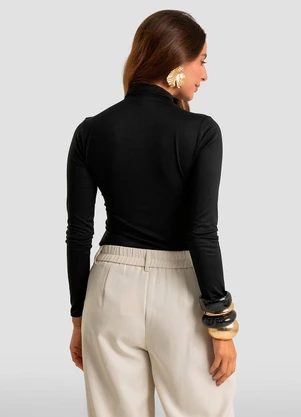 Dianna - Body Feminino Malha Delicate com Gola Alta Preto - DIANNA