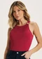 Marialícia - Body Feminino Malha Gloss com Argola Vermelho - variação: Vermelho