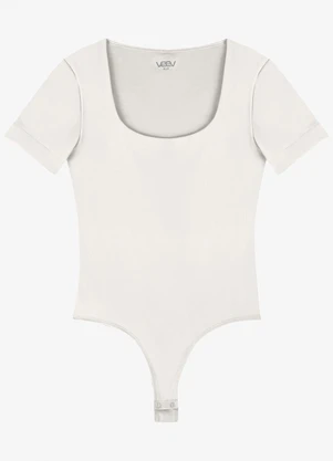 Veev - Body Feminino Manga Curta Poliamida Intense Bege - VEEV