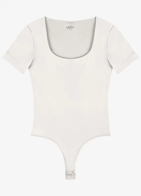 Veev - Body Feminino Manga Curta Poliamida Intense Bege