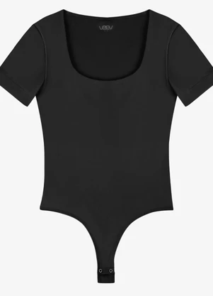 Veev - Body Feminino Manga Curta Poliamida Preto - VEEV