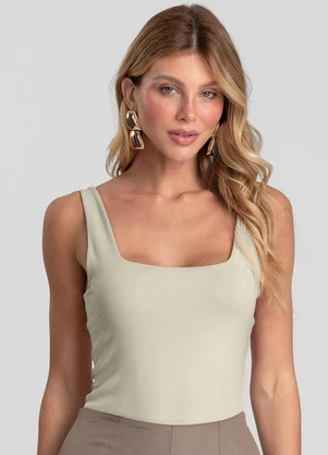 Dianna - Body Feminino Poliamida Decote U nas Costas Bege - DIANNA