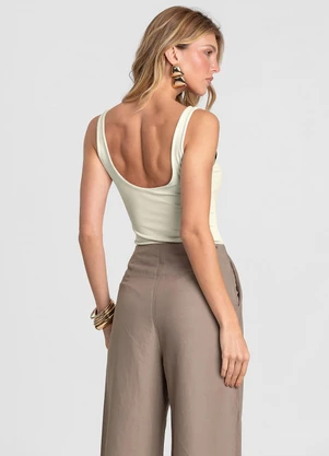 Dianna - Body Feminino Poliamida Decote U nas Costas Bege - DIANNA