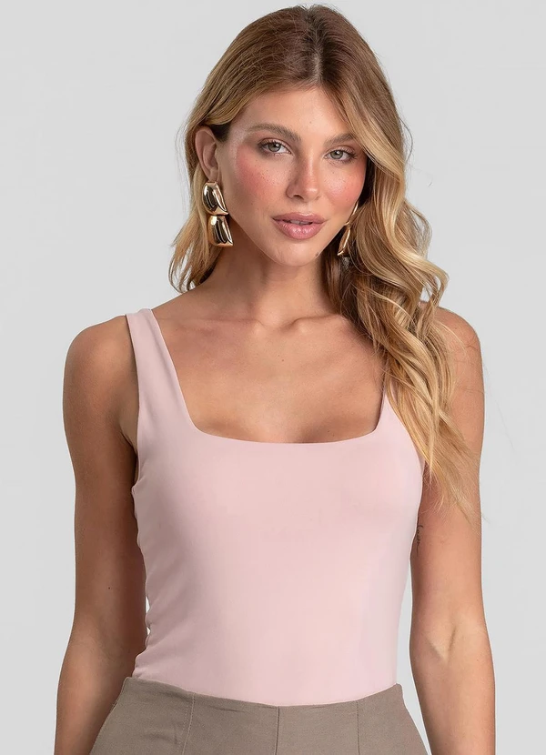 Dianna - Body Feminino Poliamida Decote U nas Costas Rosa