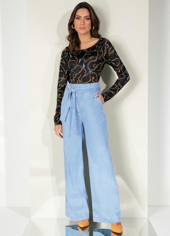 Outlet - Body Fivelas Fundo Preto Mangas Longas 5