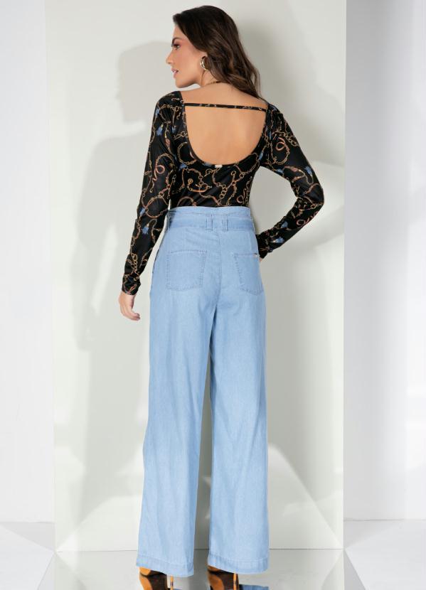 Outlet - Body Fivelas Fundo Preto Mangas Longas 6