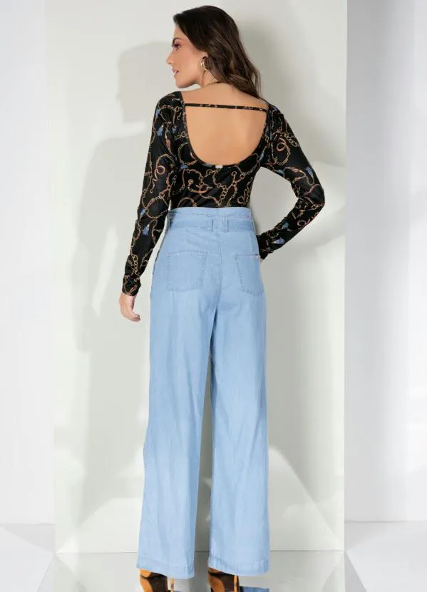 Queima Estoque - Body Fivelas Fundo Preto Mangas Longas 7