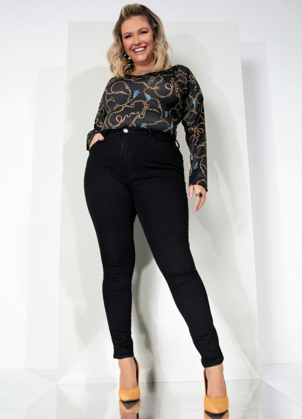 Outlet - Body Fivelas Fundo Preto Mangas Longas 9