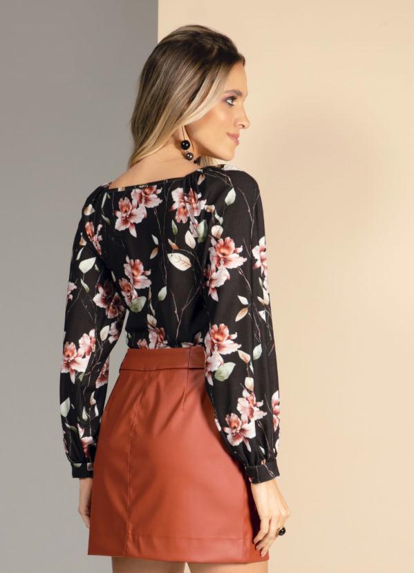 Quintess - Body Floral Dark com Mangas Bufantes 2