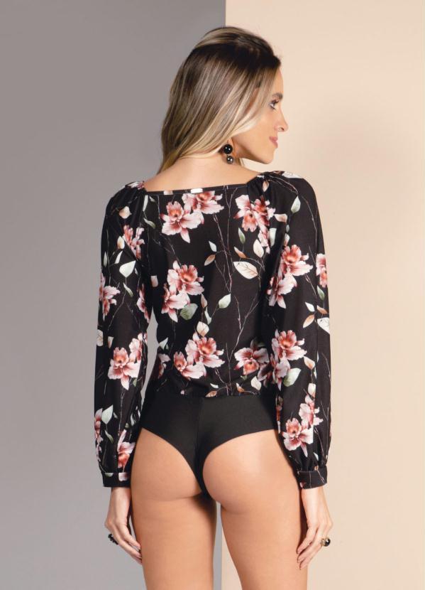 Quintess - Body Floral Dark com Mangas Bufantes 6