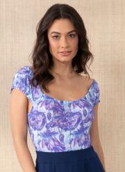 Body Floral Roxo com Babadinhos
