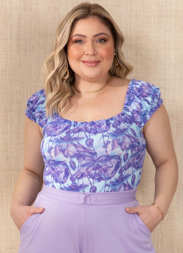 Queima Estoque - Body Floral Roxo com Babadinhos 7