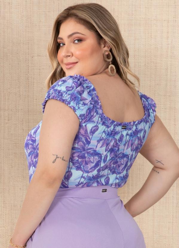 Queima Estoque - Body Floral Roxo com Babadinhos 8