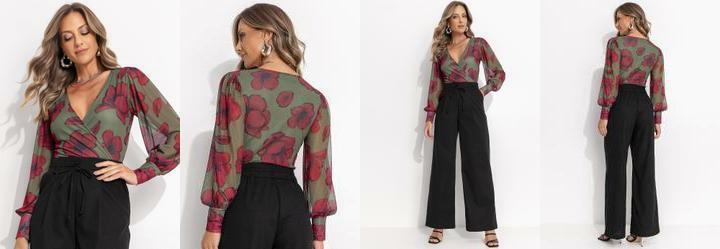 Body Floral Silvestre em Tule