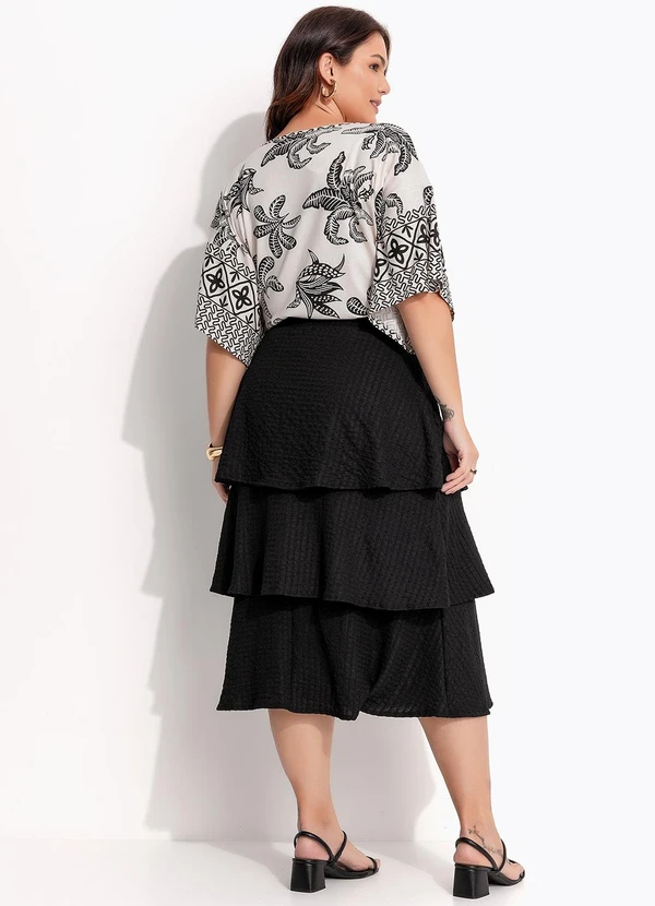 Quintess - Body Estampado Folhagem em Malha de Viscose com Manga Morcego 13