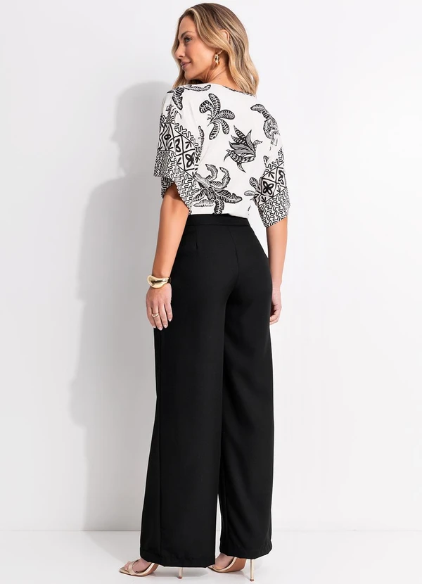 Quintess - Body Estampado Folhagem em Malha de Viscose com Manga Morcego 5