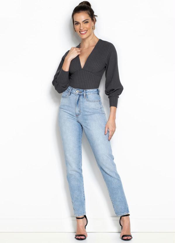 Forum - Body Manga Longa Canelado Cinza 3