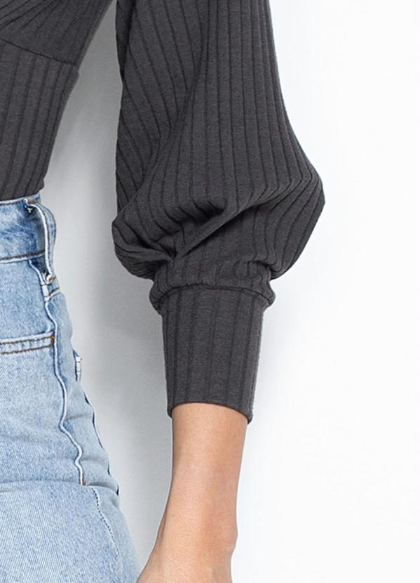 Forum - Body Manga Longa Canelado Cinza 7