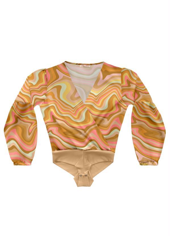 Angel - Body Manga Longa Crepe Estampado 3