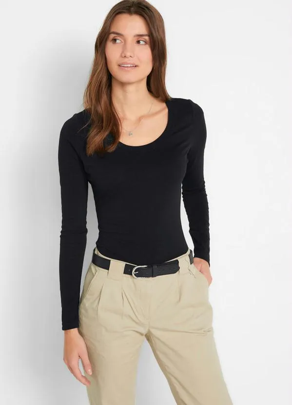 bonprix - Body Manga Longa Preto 3