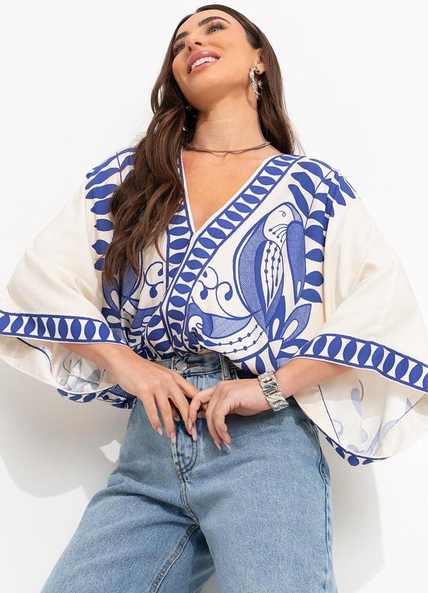 Farm - Body Mg Kimono Samambaia Off White