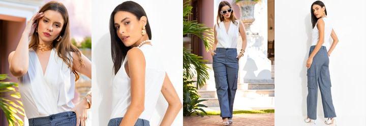 Body Off White em Crepe Plano