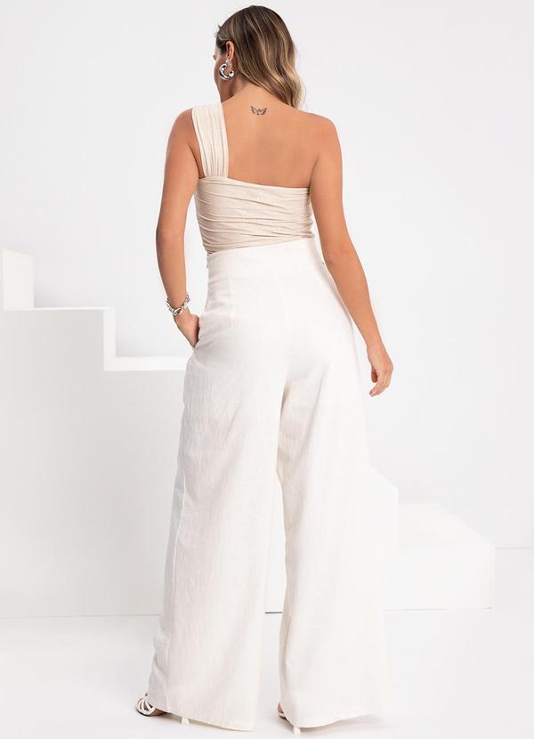 Lunender - Body Ombro Único Recorte Frontal Lurex Bege 4